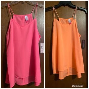 2 New Tank Tops Pink & Orange